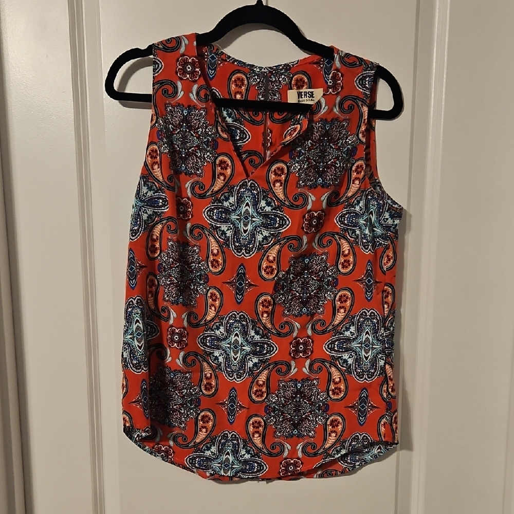 Vibrant Paisley Sleeveless Blouse